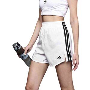 Adidas Athletic Shorts Size Small 3 Stripes Logo Elastic Waist Sporty Activewear